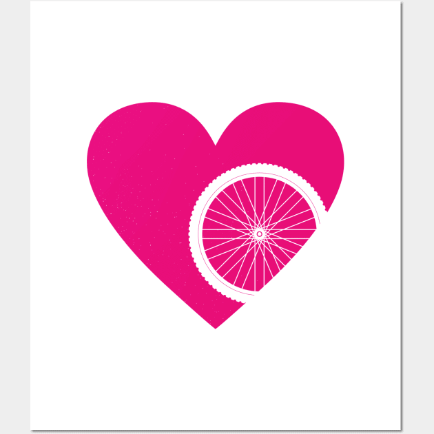 Heart with Mountain Bike Wheel for Cycling Lovers Wall Art by NeddyBetty